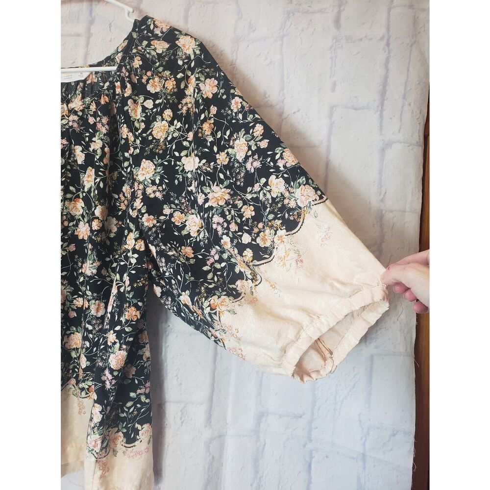 LC LAUREN CONRAD Victorian Floral Balloon Sleeve Button Down Blouse XL - Picture 3 of 7